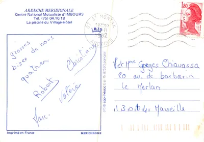 Basenka w Village-Hôtel — Narodowe Mutualistyczne Centrum w Imbours — wydawca ARDECHE MERIDIONALE — Rewers