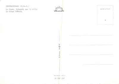 Châteaurenard — vista do castelo sobre a cidade, rua do cours e paisagem florestal — Éditions Clouleurs Naturelles, n° 13 C20 106 — Verso