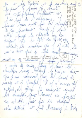Le Vieux Lyon — Tour de l'Escalier et Temple du Change — Les Editions J. CELLARD — Verso