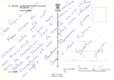 Aubenas — Quartier du Château — Éditeur LIONCOLOR — Verso
