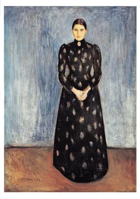 Femme en robe noire à pois — portrait de Edvard Munch — éditeur Réunion des musées nationaux, n° IC-00-5856