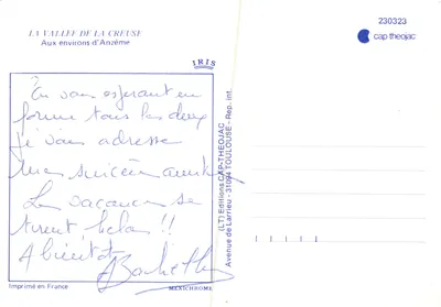 A Valle da Creuse — Nas proximidades de Anzême — editor IRIS — Verso