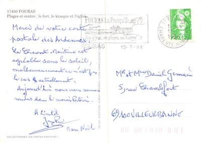 Fouras — widok zamek, kościoła, kiosku i wybrzeża — Wydawnictwo OC 204 — Rewers
