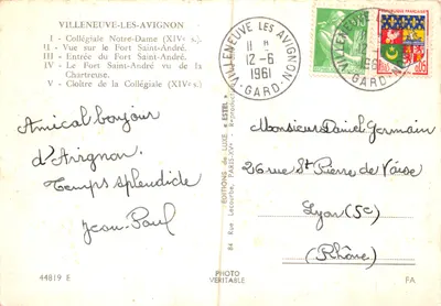 Villeneuve-lès-Avignon — vue panoramique et sites historiques — Éditions de Luxe, Paris — Verso