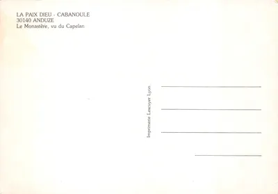 O Mosteiro de La Paix Dieu - Cabanoule — vista aérea — Impressora Lescuyer Lyon — Verso
