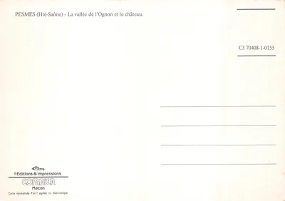 PESMES (Hte-Saône) — Vale do Ognon e castelo — Edições & Impressões COMBIEUR — Verso
