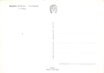 Mégève (1113 m.) — aldeia nevada com igreja e esquiador — Éditions Martin, n° 2512 — Verso