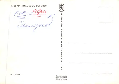 O Luberon — Carta turística com itinerário e locais (editor: Ed. J. CELLARD) — Verso