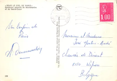 Sob o Céu de Paris — Alguns aspectos de Montmartre e do Sacré-Cœur — Edições P.I. - Impresso na Itália — Verso