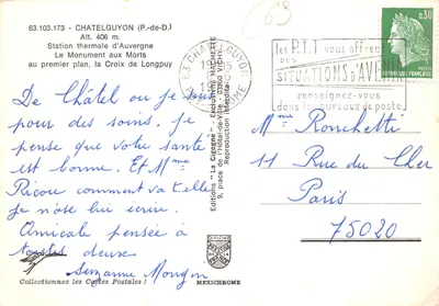Croix de Longpuy — Pomnik Pamięci na pierwszym planie — Wydawnictwo IRIS — Rewers