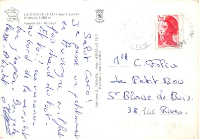 La Chaise-Dieu (Haute-Loire) — Fachada da Abadia — Edições D. PIGNOL — Verso