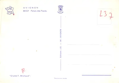 Avignon — Pałac Papieski — Wydawca: Wydawnictwo J.B. Michaud — Rewers