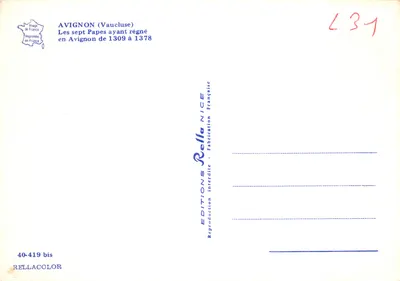 Siedmiu Papieży, którzy rządzili w Awinionie — Awinion (Vaucluse) — Wydawnictwo Rella Nice — Rewers
