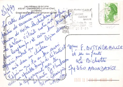 Chambord — Grande escada com dupla rampa em espiral — Greff — Verso