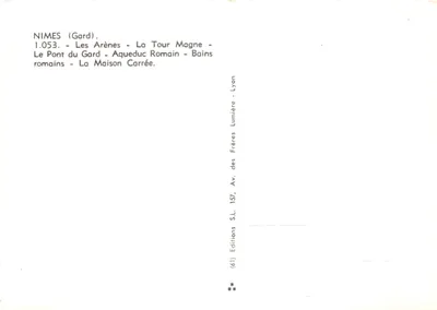 Nîmes — Lembrança de Nîmes — Éditions des Frères Lumière, Lyon — Verso