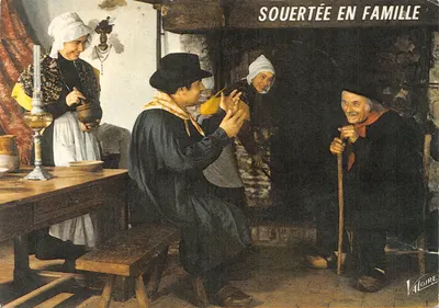 Souertée en famille — scène de vie à la campagne — éditeur VALOIRE, n° 15727