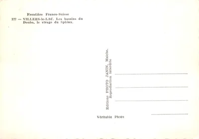 Villers-le-Lac — Le virage du Sphinx — Éditions Janin, Maiche — Verso