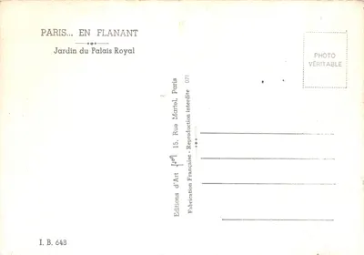 Jardim do Palácio Real — cena de passeio com fonte e estátua — editor J.O.N. n° 071 — Verso