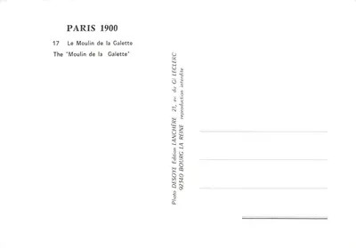 Paris 1900 — O Moulin de la Galette — Edição LANCHEÈRE — Verso