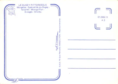 Bugey — spécialités du Bugey — éditeur Cigogne — Verso