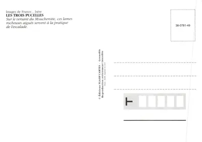 Les 3 Pucelles — scherpe rotsen van Vercors — Éditions FLASH CARTES — Achterkant