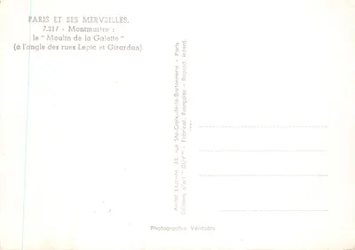 Montmartre — le Moulin de la Galette à l'angle des rues Lepic et Girardon — éditeur GUY — Verso