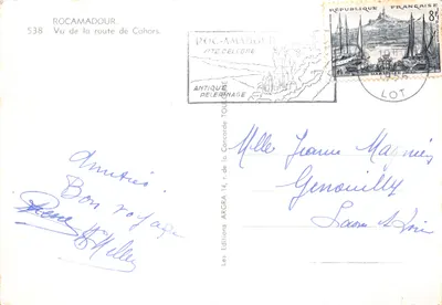 Rocamadour — widok z drogi z Cahors — wydawca ARGRA, nr 538 — Rewers