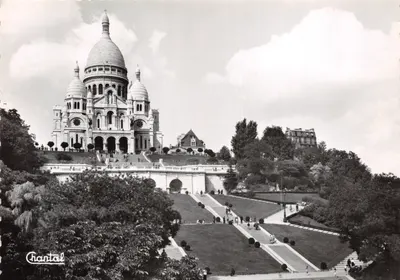 Sacré-Cœur de Montmartre — vista panorâmica com escadas e jardins — editor Chantal, n° 563