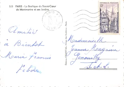 Sacré-Cœur de Montmartre — vista panorâmica com escadas e jardins — editor Chantal, n° 563 — Verso