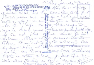 Presqu'île de Quiberon — vista panorâmica da praia e do porto — Editora: IRIS JOS — Verso