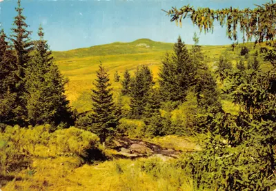Le Plomb du Cantal — vista panorâmica com floresta e riacho — Éditions GABY