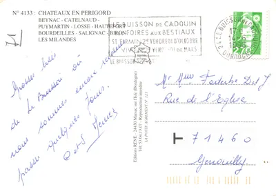 Mil e Um Castelos do Périgord — Coleção de nove castelos — Edições RENÉ, n° 4133 — Verso