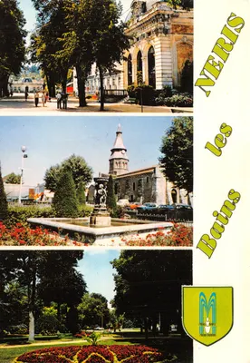 Neris-les-Bains — vista da prefeitura, da fonte e do parque — Éditions LYS