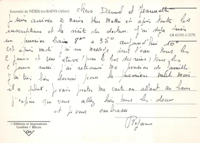 Néris-les-Bains — Spa i krajobraz — Wydawnictwo i Drukarstwo Combier / Mâcon — Rewers