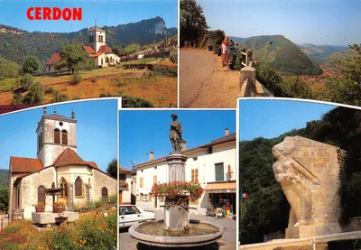 Cerdon — vista da capela, do monumento aos mortos e da estátua da pátria — Edições CELLARD