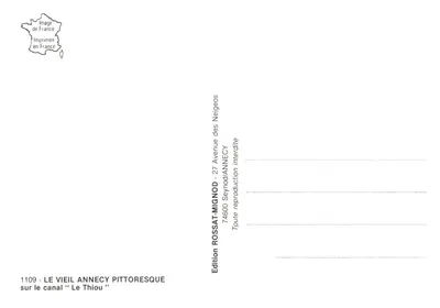 Annecy — Kanał Thiou z łabędziami — Wydawnictwo ROSSAT-MIGNOD — Rewers
