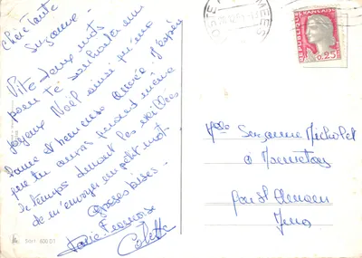 Décoration de Noël — érable, étoile dorée, pommes de pin et houx — éditeur 'la' n° 600 DT — Verso