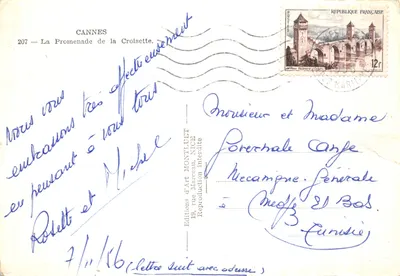 Cannes — A Promenade da Croisette — Éditions d'Art Montluel, NICE — Verso