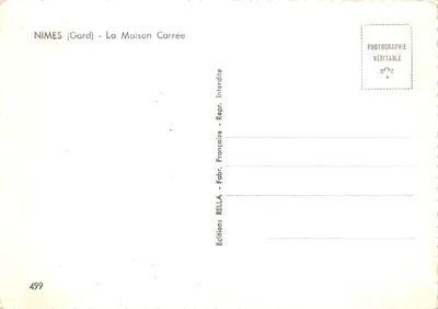 Nîmes (Gard) - A Casa Quadrada — editor Rella, n° 499 — Verso