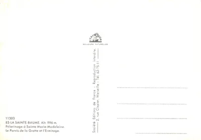 La Grotte i Ermitaż św. Marii Magdaleny — Sainte-Baume — Société Éditions de France, rue Clapier, Marseille — Rewers