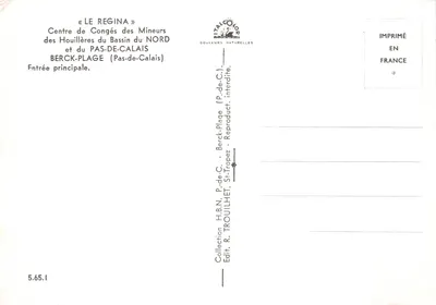 Le Regina — Centre de Congés des Mineurs — Éditeur ITALCOLORE — Verso