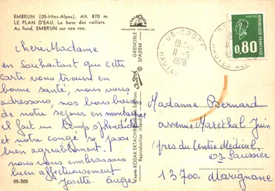 Embrun (05-Htes-Alpes) — Zbiornik wodny i stacja jachtowa — Wydawnictwo Grenade — Rewers