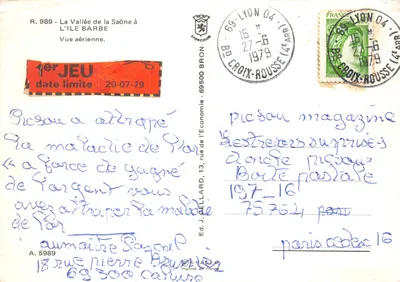 A Vale da Saône na Ilha Barbe — Vista aérea — Ed. SPADEN — Verso