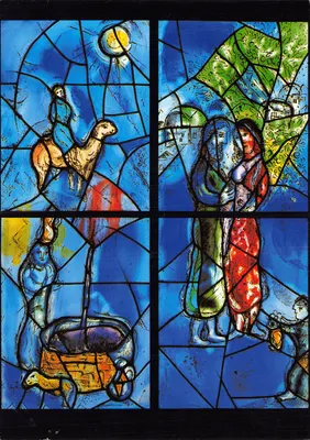 Vidros de Marc Chagall — A proposta de casamento, Isaac e Rebeca — editor KUNSTVERLAG MARIA LAACH (Alemanha) n° 5317