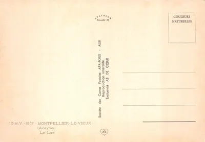 Jezioro — panoramiczny widok z wapiennych skał — Société des Cartes Postales APA-POUX — Rewers