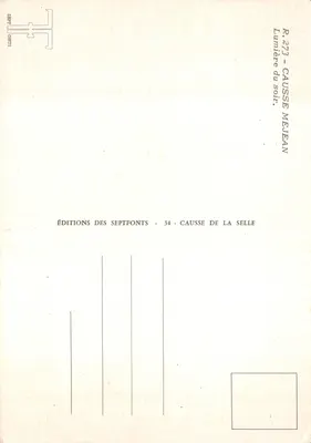 Lumière du soir — paysage de collines et champs — ÉDITIONS DES SEPTFONTS, n° R.273 — Verso