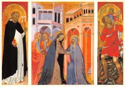 Retábulo da Trindade — Visitação, santo Domingos, santo Cristóvão — por Bartolo di Fredi (Siena 1330-1410)