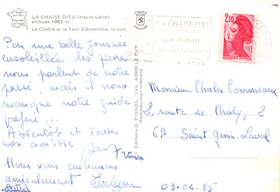 La Chaise-Dieu (Haute-Loire) — Abadia da Clôture e Torre Clémentine, noite — Edições D. PIGNOL — Verso