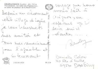 Chapeauroux (Lozère) — widok z lotu z mostem i doliną Haute-Loire — wydawca Combiére Imprimeur d'Art — Rewers