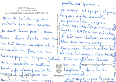 Rodez — Portail Nord de la Cathédrale Notre-Dame (XIVe-XVe s.) — Éditions Modernes « Théoljac » — Verso